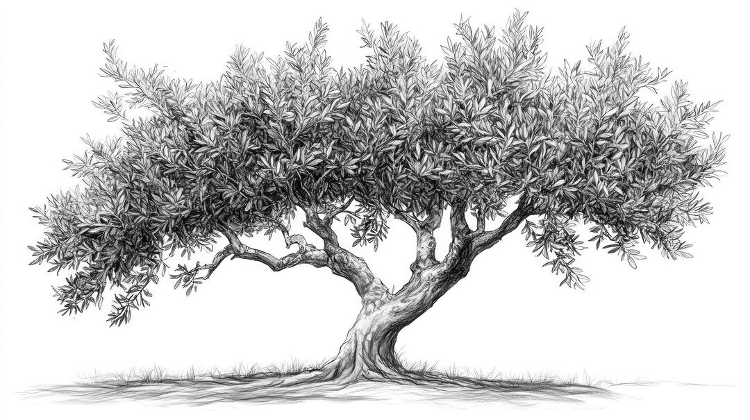 detailed sketch sprawling olive tree with intricate branches 592860 11832